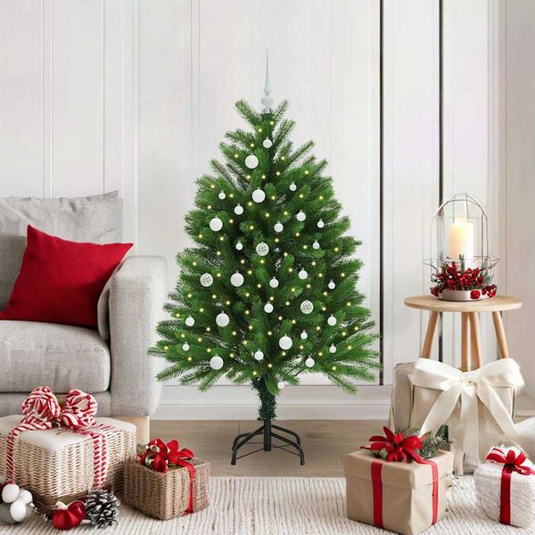 vidaXL Vianočný stromček s 150 LED-i so stojanom Zelená 120 cm PE