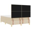 vidaXL LED box s pružinami s čelnou doskou Krémová 140 x 190 cm látka