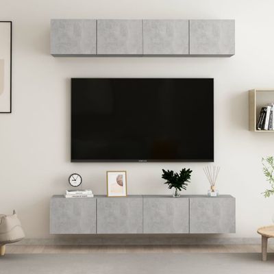 vidaXL TV skrinky 4 ks, betónovo sivé 80x30x30 cm, kompozitné drevo
