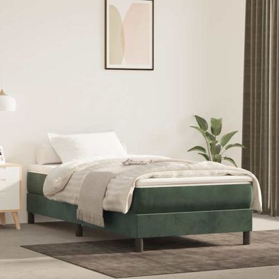 vidaXL Matrac s taštičkovými pružinami stredná tvrdosť tmavozelený 90x210x20 cm zamat