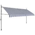 vidaXL Ručne zaťahovacia markíza s LED 400 cm, modro biela