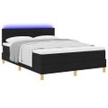 vidaXL LED box s pružinami s LED pásikmi Čierny 160 x 200 cm látka