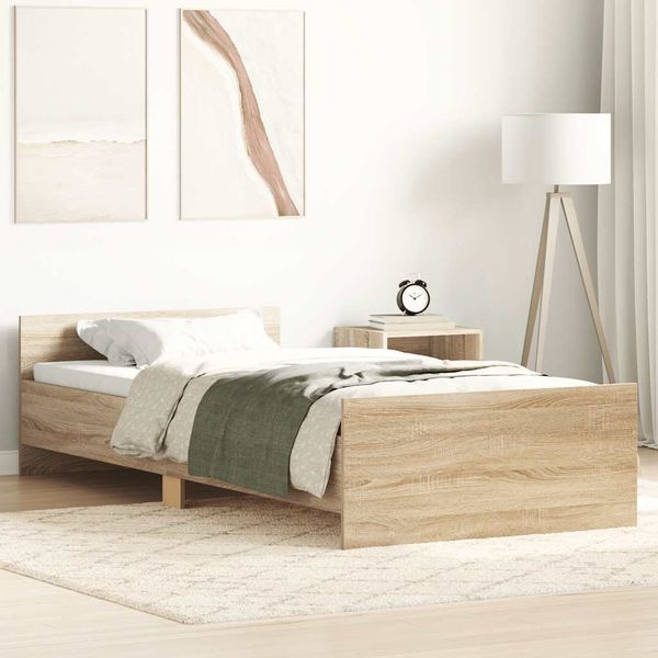 vidaXL Posteľný rám bez matraca dub sonoma 90x190 cm kompozitné drevo