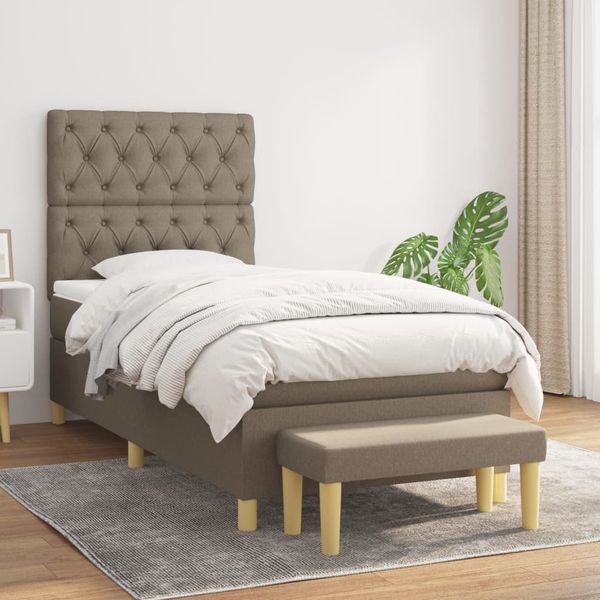 vidaXL Posteľný rám boxsping s matracom sivohnedý 80x200 cm látka