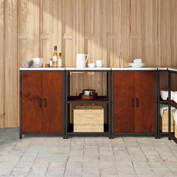 vidaXL Kuchynský úložný set HATTEM 3 pcs Hrdzavý Oceľ