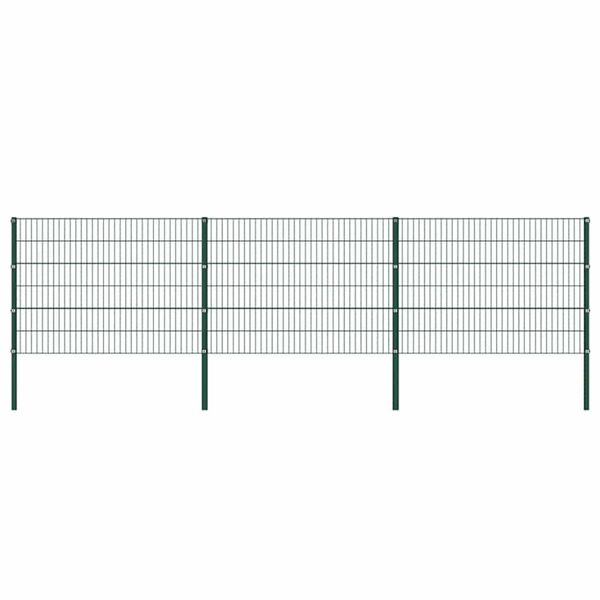 vidaXL Plotový panel so stĺpikmi, železný 522x120 cm, zelený
