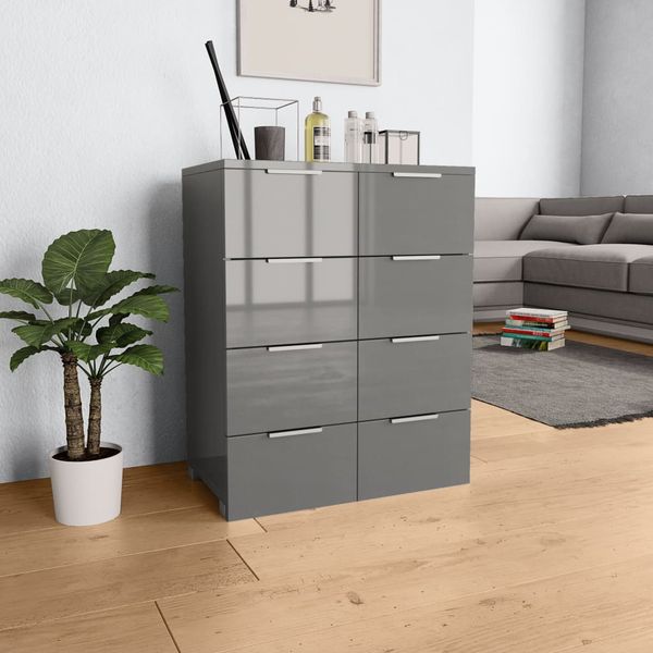 vidaXL Komoda, lesklá sivá 60x35x80 cm, kompozitné drevo