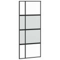 vidaXL Posuvné dvere s kovaním čierne 90x205 cm tvrdené sklo