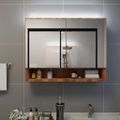 vidaXL LED kúpeľňová zrkadlová skrinka dubová 80x15x60 cm MDF