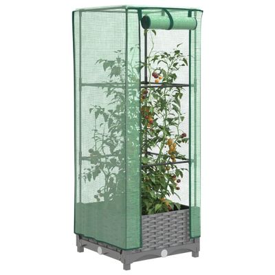 vidaXL Záhon s krytom na skleník ratanový vzhľad 40x40x123 cm