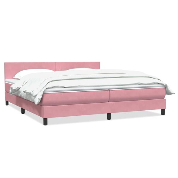 vidaXL Posteľný rám boxsping s matracom ružový 180x220 cm zamat