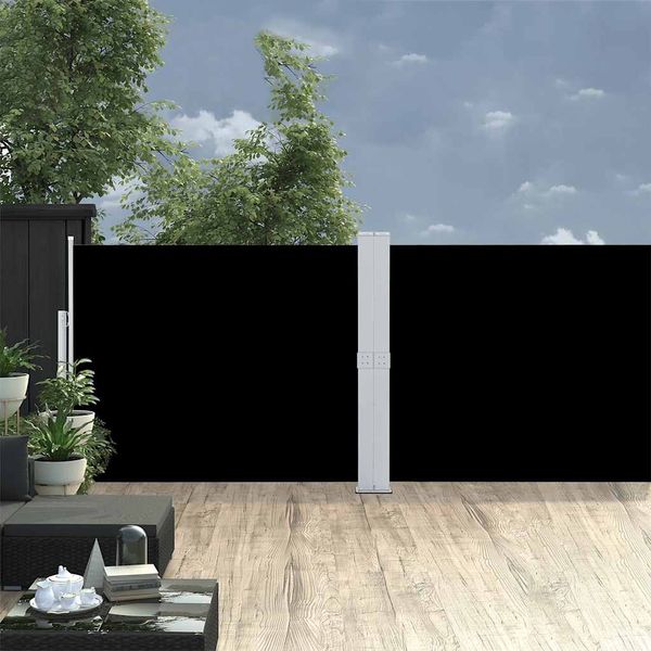 vidaXL Zaťahovacia bočná markíza na terasu 140x1200 cm, čierna