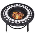 vidaXL Mozaikové ohnisko, čierno biele 68 cm, keramika