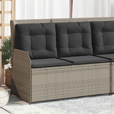 vidaXL Sklápacia záhradná lavička s vankúšmi svetlosivá polyratan