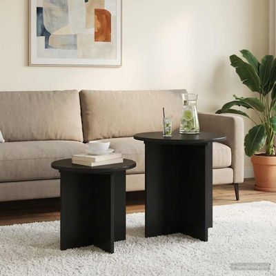 vidaXL Sada príručných stolíkov 2 pcs Čierny dub Konštruované drevo