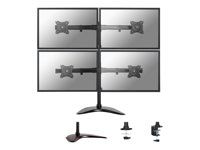 Stojan - plný pohyb - pre 4 LCD displeje - čierna - veľkosť obrazovky: 10"-27" - stolový stojan, upevnenie svorkou, priechodka, upevniteľné na stôl