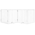 vidaXL Skladacia bránka pre psa s dvierkami, 4 panely, biela, 320 cm, topoľové drevo