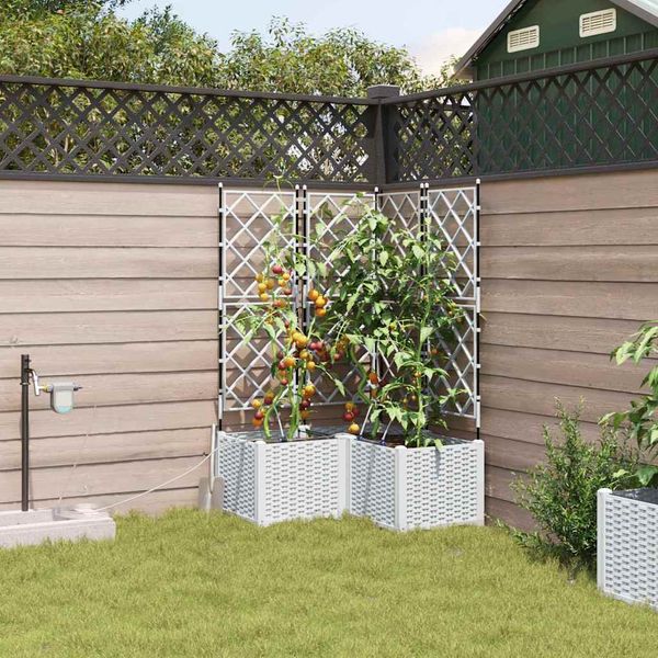 vidaXL Záhradný kvetináč 3 pcs Biely 80 x 80 x 142 cm Plast