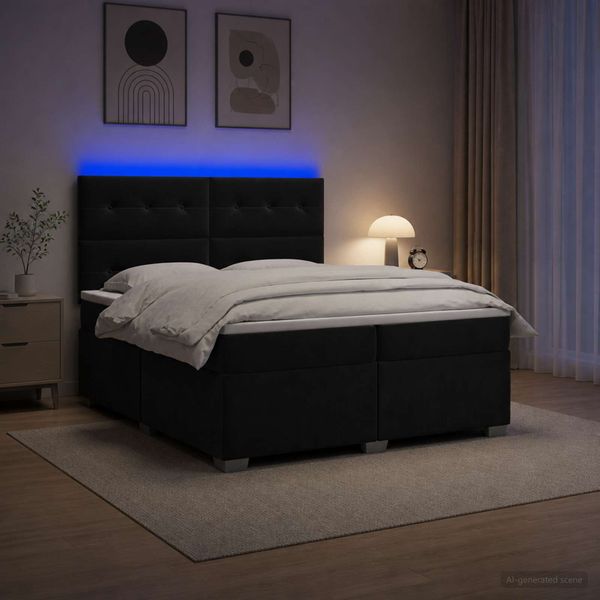 vidaXL Posteľ boxspring s matracom Čierna 200 x 200 cm Zamat