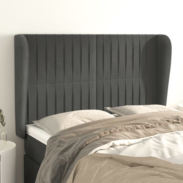 vidaXL Čelo postele so záhybmi tmavosivé 147x23x118/128 cm zamat