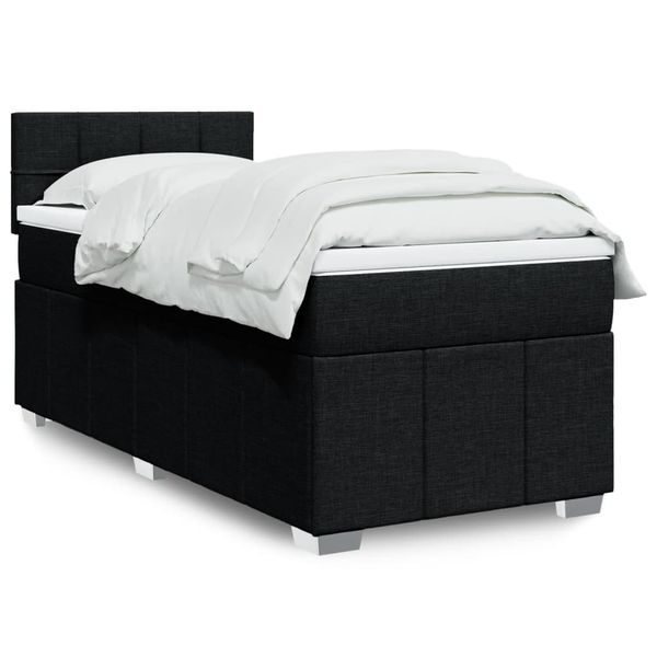 vidaXL Posteľný rám boxspring s matracom čierny 90x200 cm látka