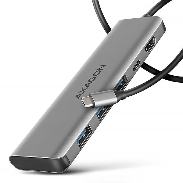 AXAGON HMC-5H, USB 5Gbps hub, 3x USB-A, HDMI 4k/30Hz, PD 100W, kábel USB-C 100cm