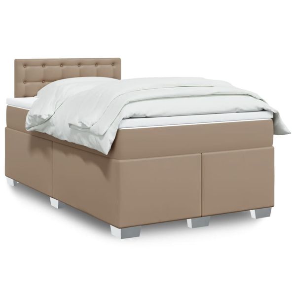 vidaXL Boxspring posteľ+matrac, kapučínová 120x190cm, umelá koža