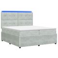vidaXL LED boxspring posteľ s matracom Svetlosivá 200 x 200 cm Zamat