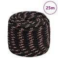 vidaXL Lodné lano čierne 16 mm 25 m polypropylén