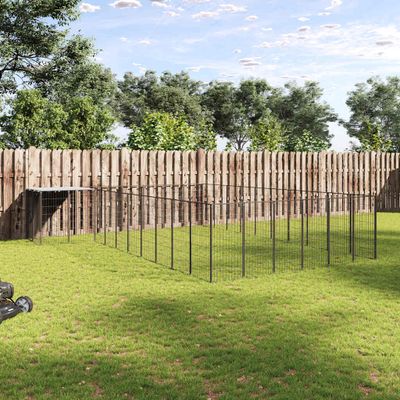 vidaXL Koterec pre psy čierny 19,36 m² oceľ