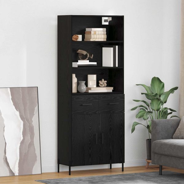 vidaXL Highboard Čierny dub 69,5 x 34 x 180 cm Kompozitné drevo