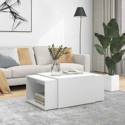 vidaXL Zasúvacie stolíky 3 ks, biele 60x60x38 cm, kompozitné drevo