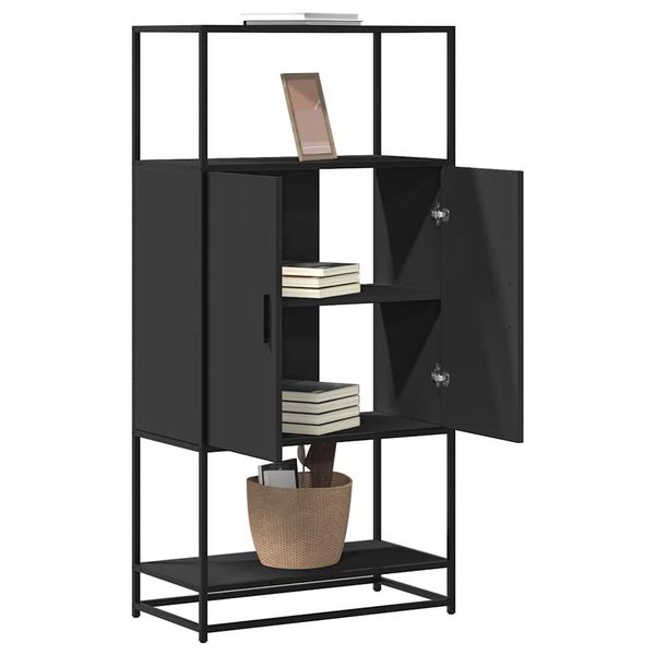 vidaXL Vysoká skrinka čierna 68x35x139 cm kompozitné drevo+kov