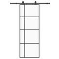 vidaXL Posuvné dvere s kovaním čierne 76x205 cm ESG sklo