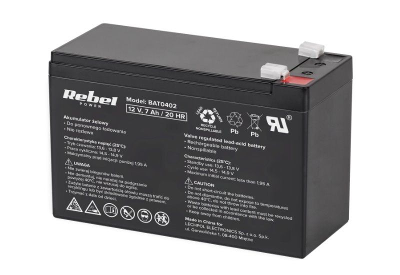 Batéria olovená 12 V/ 7,0 Ah REBEL bezúdržbová