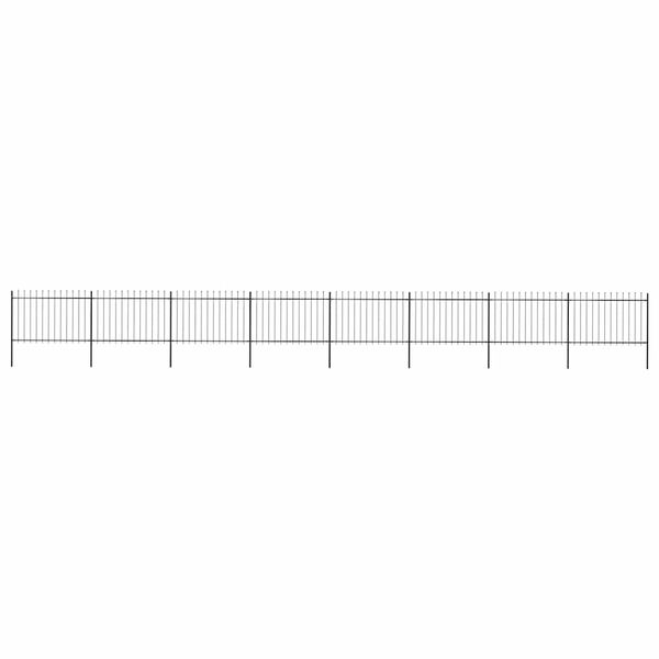 vidaXL Záhradný plot s vrchnou časťou z ocele 1426x120 cm čierny