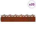 vidaXL Obrubníky trávnika 20 ks 103 x 0,05 x 22 cm Hrdzavý