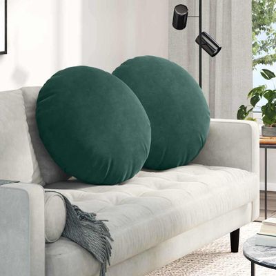 vidaXL Vankúše na sedenie 2 pcs Tmavozelená Ø60 x 21 cm Zamat