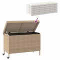 vidaXL záhradný úložný box s kolieskami zmiešaná béžová 110x55x73 cm
