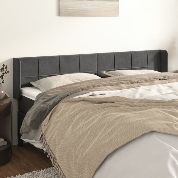 vidaXL Čelo postele so záhybmi tmavosivé 203x16x78/88 cm zamat