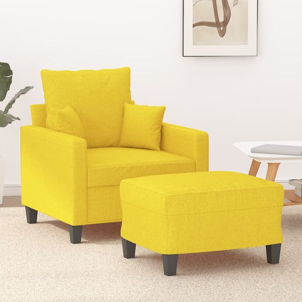 vidaXL Kreslo s podnožkou bledožlté 60 cm látkové