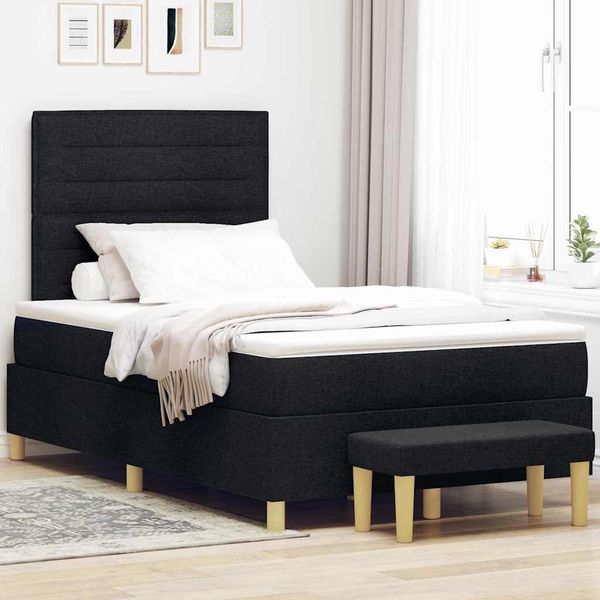 vidaXL Posteľ s pružinovým rámom Čierna 200 x 120 cm látka