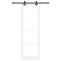 vidaXL Posuvné dvere Biela 78 x 232 cm Masívne borovicové drevo a sklo