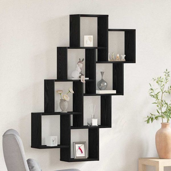 vidaXL Stenná polica Čierny dub 90 x 15 x 119,5 cm Kompozitné drevo