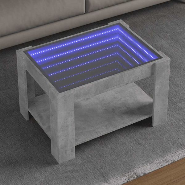 vidaXL Konferenčný stolík s LED betónový 73x53x45cm kompozitné drevo