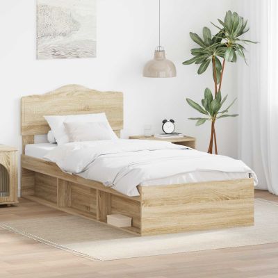 vidaXL Rám postele Sonoma dub 90 x 200 cm Masívne borovicové drevo