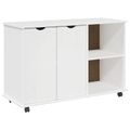 vidaXL Koliesková skriňa s kolesom Biela 100 x 39 x 65,5 cm