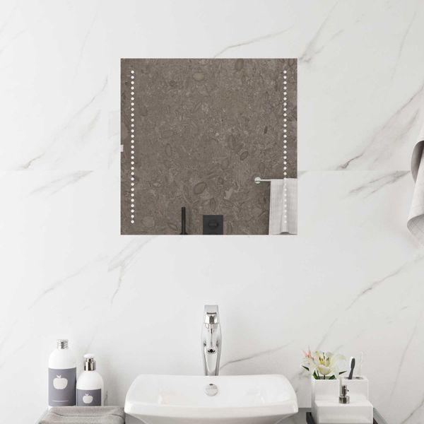 vidaXL Zrkadlo do kúpeľne s LED Priehľadná 50 x 50 cm tvrdené sklo