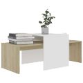vidaXL Konferenčné stolíky, biele a sonoma 100x48x40 cm, drevotrieska