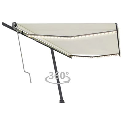 vidaXL Automatická markíza s LED a senzorom vetra 500x300 cm krémová